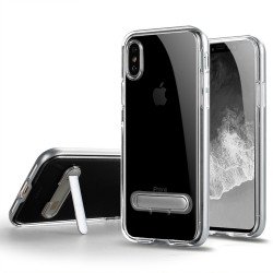iPhone Xs Max Clear Armor Bumper Kickstand Case (Silver)